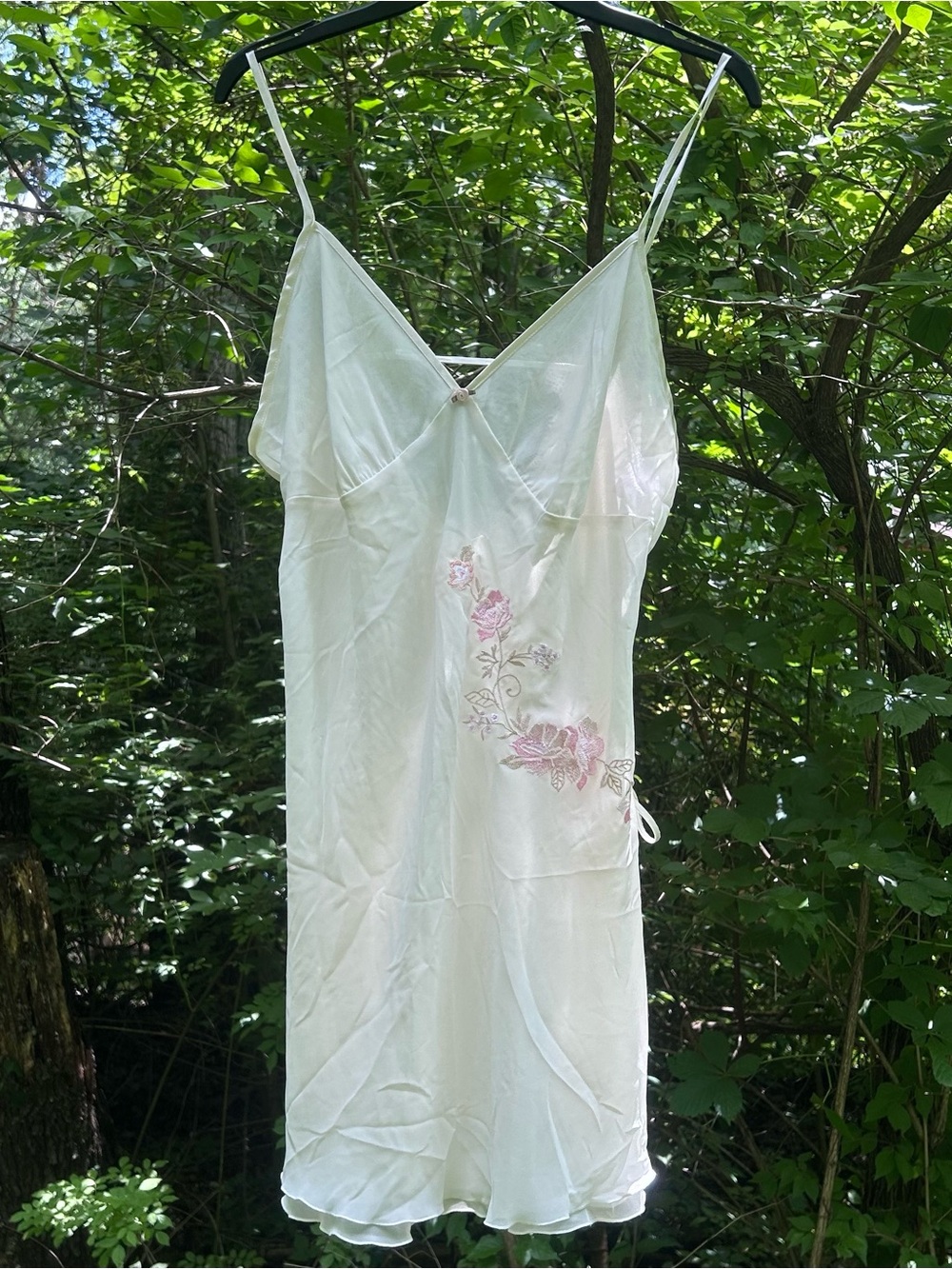 Vintage California Dynasty Off White Floral Embroidered Sheer Slip Dress